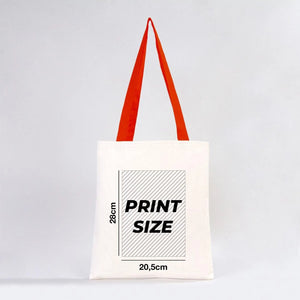 Custom Canvas Purse with Red Handles - 14" x 16" (35x40 cm) - 10 oz - Pamusan.com