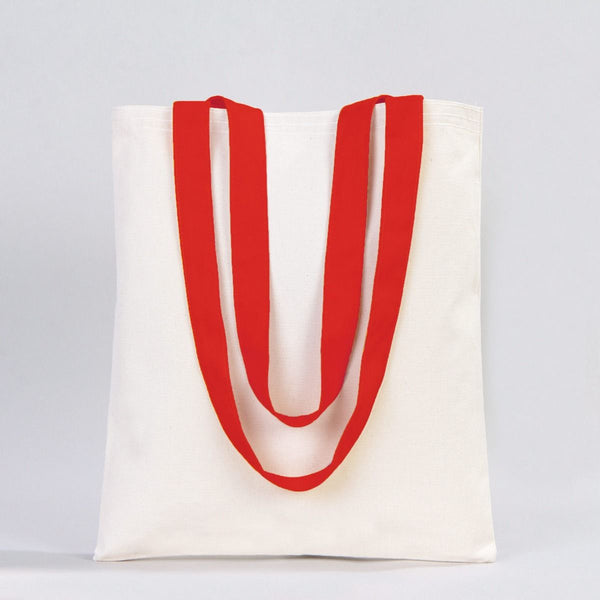 Custom Canvas Purse with Red Handles - 14" x 16" (35x40 cm) - 10 oz - Pamusan.com