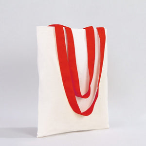 Custom Canvas Purse with Red Handles - 14" x 16" (35x40 cm) - 10 oz - Pamusan.com