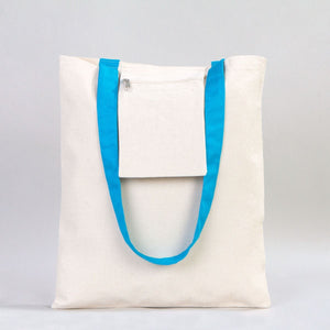 Custom Canvas Purse with Turquoise Handles - 14" x 16" (35x40 cm) - 10 oz - Pamusan.com