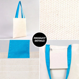 Custom Canvas Purse with Turquoise Handles - 14" x 16" (35x40 cm) - 10 oz - Pamusan.com