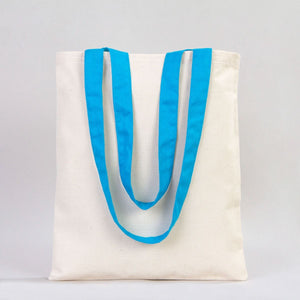 Custom Canvas Purse with Turquoise Handles - 14" x 16" (35x40 cm) - 10 oz - Pamusan.com