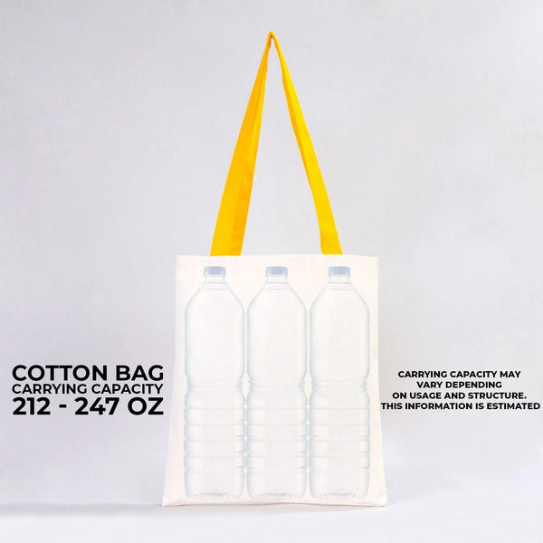Custom Canvas Purse with Yellow Handles - 14" x 16" (35x40 cm) - 10 oz - Pamusan.com