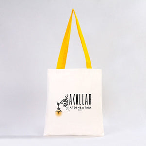 Custom Canvas Purse with Yellow Handles - 14" x 16" (35x40 cm) - 10 oz - Pamusan.com