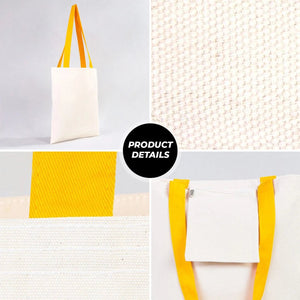 Custom Canvas Purse with Yellow Handles - 14" x 16" (35x40 cm) - 10 oz - Pamusan.com