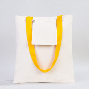 Custom Canvas Purse with Yellow Handles - 14" x 16" (35x40 cm) - 10 oz - Pamusan.com