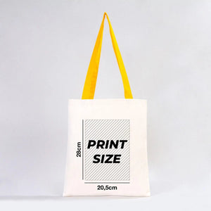 Custom Canvas Purse with Yellow Handles - 14" x 16" (35x40 cm) - 10 oz - Pamusan.com