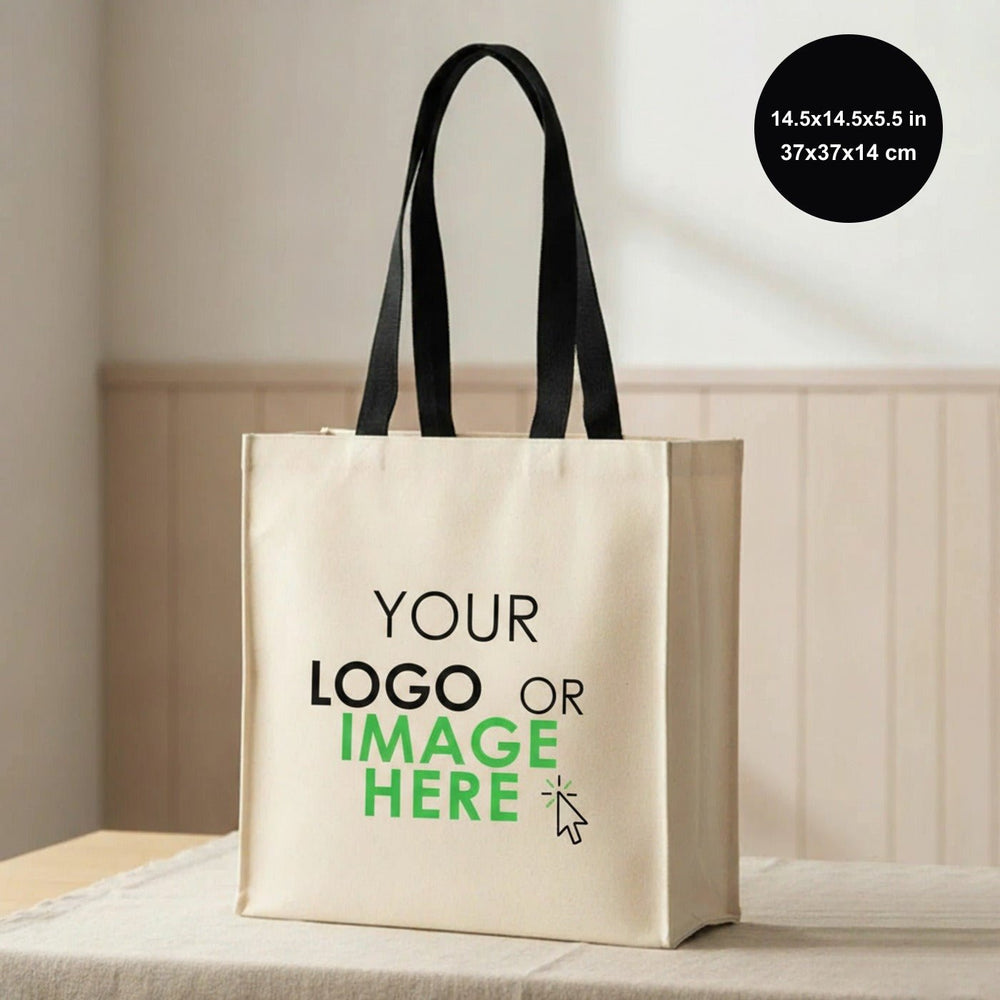Custom Canvas Tote Bag – Large Printed 14.5"x14.5"x5.5" (37x37x14 cm) - Pamusan.com