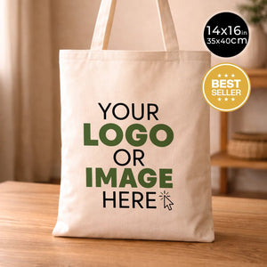 Custom Canvas Tote Bags Bulk – 14"x16" Natural Color with Logo Printing | Wholesale Cotton Totes - Pamusan.com