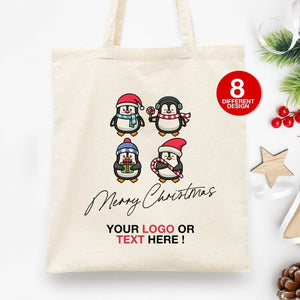 Custom Christmas Tote Bags, 14"W x 16"H (35 cm x 40 cm) Holiday Family Gift Bags - Pamusan.com