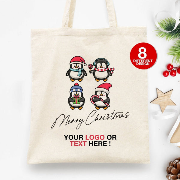 Custom Christmas Tote Bags, 14"W x 16"H (35 cm x 40 cm) Holiday Family Gift Bags - Pamusan.com