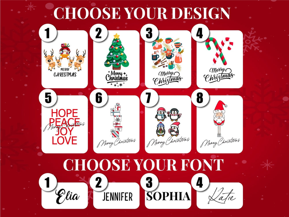 Custom Christmas Tote Bags, 14"W x 16"H (35 cm x 40 cm) Holiday Family Gift Bags, Merry Christmas Bag, Custom Name Tote Bag, Santa, Snowman, Penguin - Pamusan.com