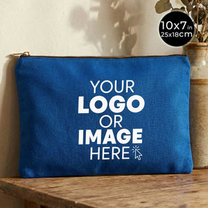 Custom Clutch Canvas Zippered Bag - 10" x 7" (25x18 cm) Saxe Blue - 10 oz - Pamusan.com