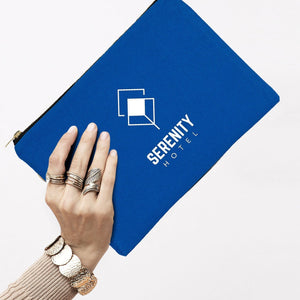 Custom Clutch Canvas Zippered Bag - 10" x 7" (25x18 cm) Saxe Blue - 10 oz - Pamusan.com