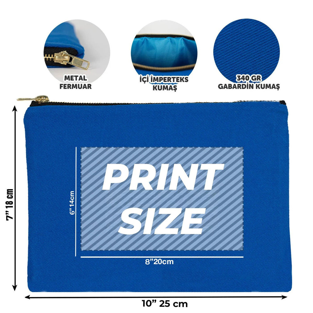 Custom Clutch Canvas Zippered Bag - 10" x 7" (25x18 cm) Saxe Blue - 10 oz - Pamusan.com