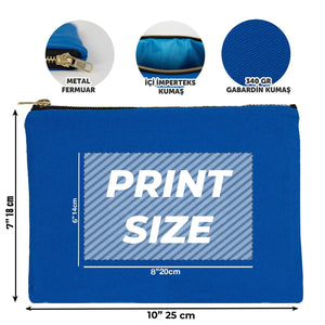 Custom Clutch Canvas Zippered Bag - 10" x 7" (25x18 cm) Saxe Blue - 10 oz - Pamusan.com