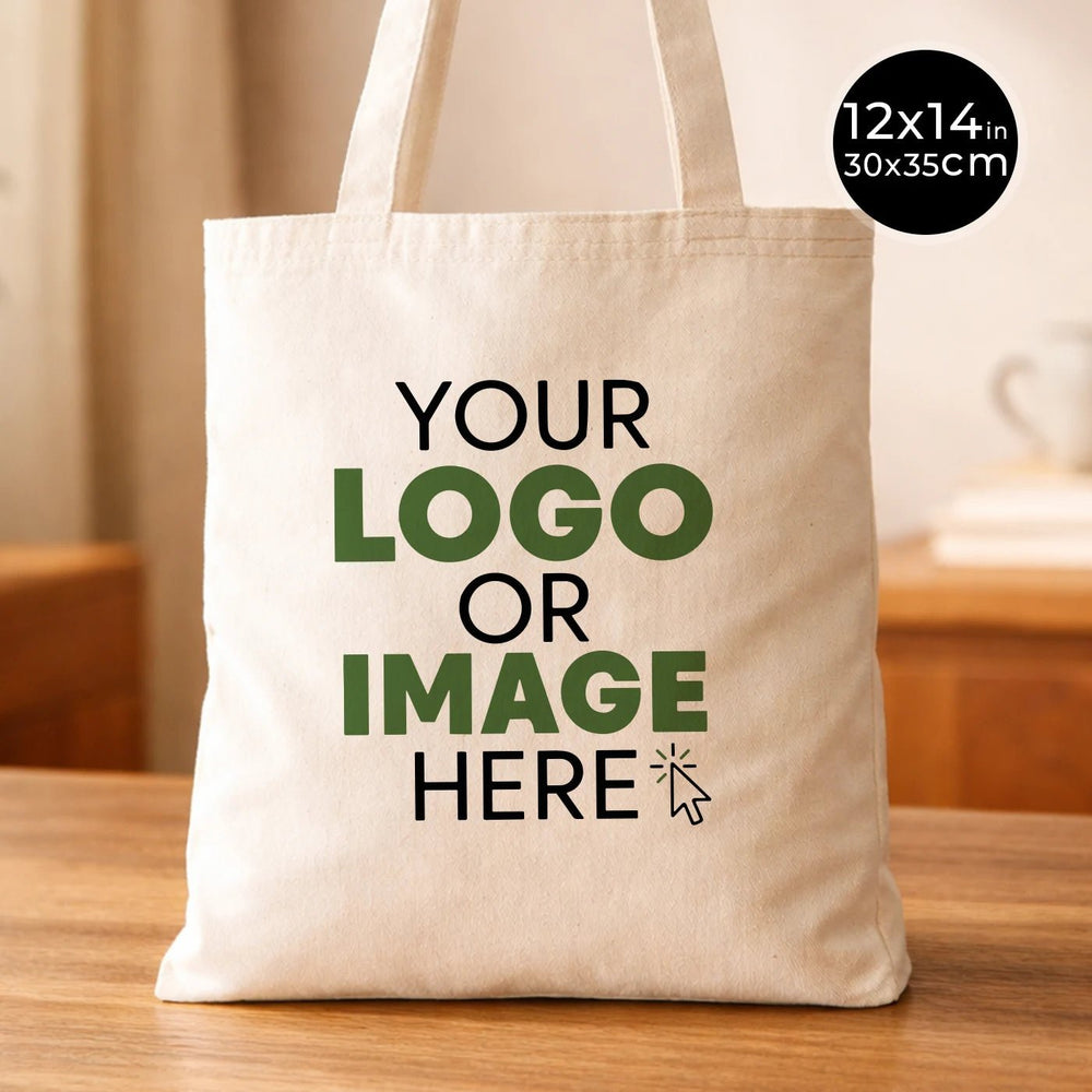 Custom Cotton Tote Bag 12"W x 14"H Personalized Shoulder Totes, Promotional Tote Bag - Pamusan.com