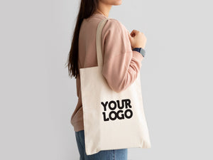 Custom Cotton Tote Bag 12"W x 14"H Personalized Shoulder Totes, Promotional Tote Bag - Pamusan.com