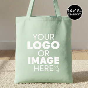Custom Cotton Tote Bag – 14" x 16" (35 × 40 cm) Mint Green - 6 oz - Pamusan.com