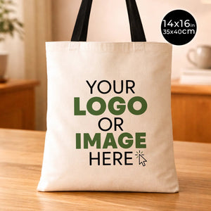 Custom Cotton Tote Bag 14"x16" with Black Handles – Personalized Logo & Promotional Bag - Pamusan.com
