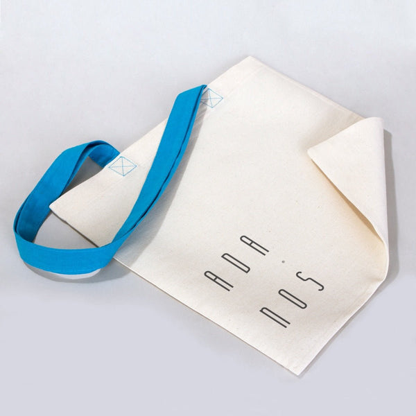 Custom Cotton Tote Bag – 16" × 14" (40 × 35 cm) – Blue Handles - Pamusan.com