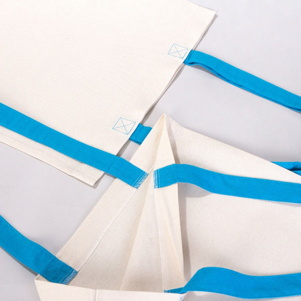 Custom Cotton Tote Bag – 16" × 14" (40 × 35 cm) – Blue Handles - Pamusan.com