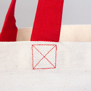 Custom Cotton Tote Bag – 16" × 14" (40 × 35 cm) – Red Handles - Pamusan.com