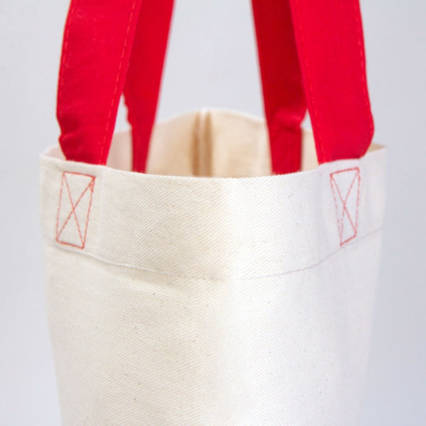 Custom Cotton Tote Bag – 16" × 14" (40 × 35 cm) – Red Handles - Pamusan.com