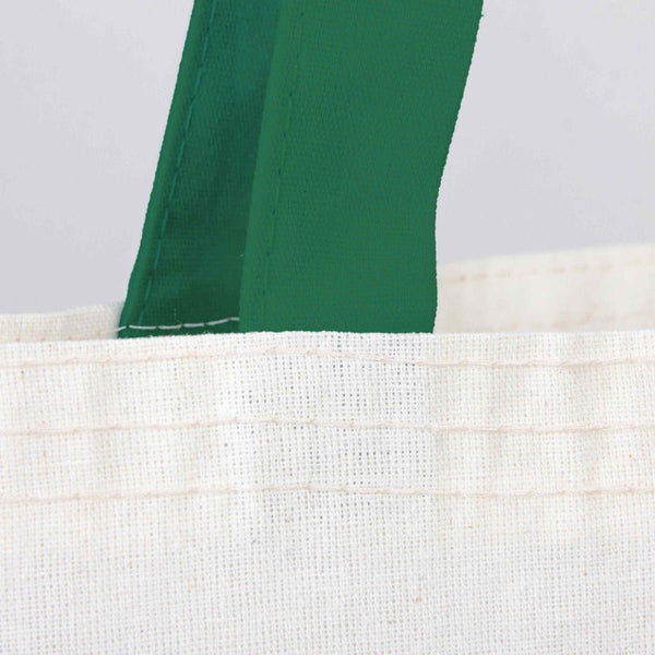 Custom Cotton Tote Bag – Green Handles – 14" × 16" (35 × 40 cm) – 4 oz - Pamusan.com