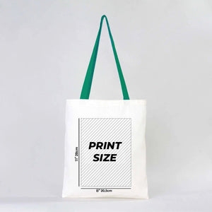 Custom Cotton Tote Bag – Green Handles – 14" × 16" (35 × 40 cm) – 4 oz - Pamusan.com
