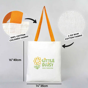 Custom Cotton Tote Bag – Mustard Handles – 14" × 16" (35 × 40 cm) – 4 oz - Pamusan.com
