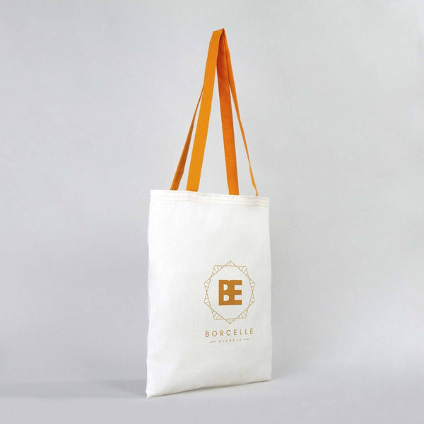 Custom Cotton Tote Bag – Mustard Handles – 14" × 16" (35 × 40 cm) – 4 oz - Pamusan.com
