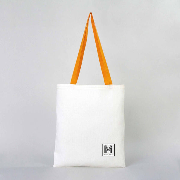 Custom Cotton Tote Bag – Mustard Handles – 14" × 16" (35 × 40 cm) – 4 oz - Pamusan.com