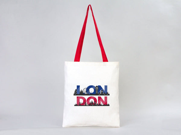 Custom Cotton Tote Bag with Red Handles – 14"x16" Personalized Logo Bag - Pamusan.com