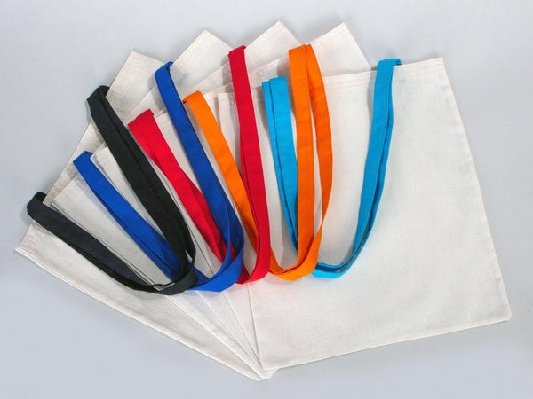 Custom Cotton Tote Bag with Red Handles – 14"x16" Personalized Logo Bag - Pamusan.com