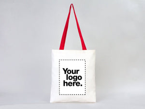 Custom Cotton Tote Bag with Red Handles – 14"x16" Personalized Logo Bag - Pamusan.com