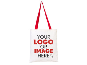 Custom Cotton Tote Bag with Red Handles – 14"x16" Personalized Logo Bag - Pamusan.com