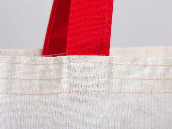 Custom Cotton Tote Bag with Red Handles – 14"x16" Personalized Logo Bag - Pamusan.com