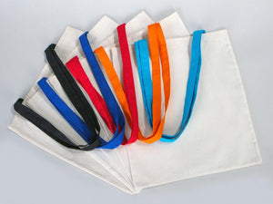 Custom Cotton Tote Bag with Saks Blue Handles – 14"x16" Eco - Friendly Logo Bag - Pamusan.com