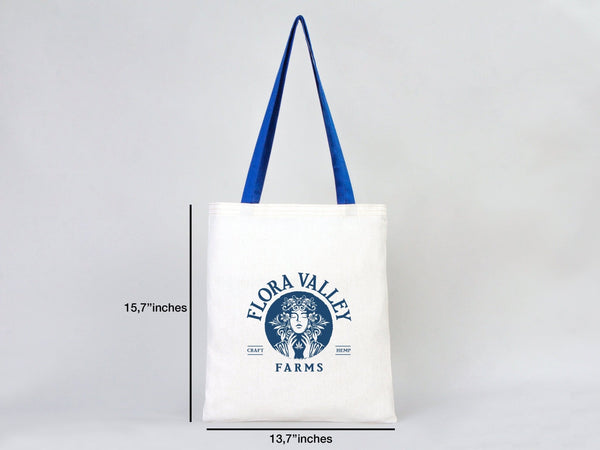 Custom Cotton Tote Bag with Saks Blue Handles – 14"x16" Eco - Friendly Logo Bag - Pamusan.com