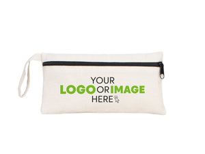 Custom Fabric Pencil Case – 8"x4" White Cotton Zippered Pouch | School & Cosmetic Bag - Pamusan.com