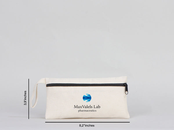 Custom Fabric Pencil Case – 8"x4" White Cotton Zippered Pouch | School & Cosmetic Bag - Pamusan.com
