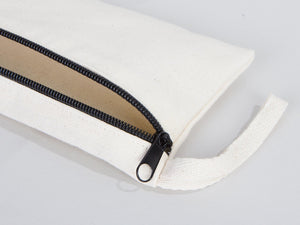 Custom Fabric Pencil Case – 8"x4" White Cotton Zippered Pouch | School & Cosmetic Bag - Pamusan.com