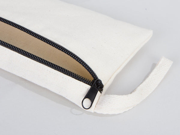 Custom Fabric Pencil Case – 8"x4" White Cotton Zippered Pouch | School & Cosmetic Bag - Pamusan.com