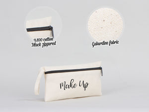 Custom Fabric Pencil Case – 8"x4" White Cotton Zippered Pouch | School & Cosmetic Bag - Pamusan.com