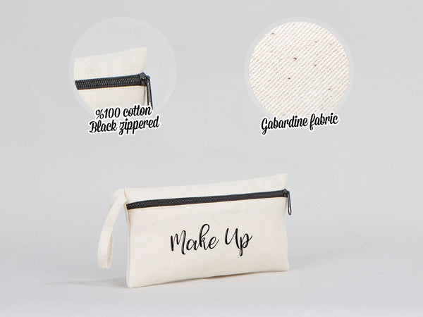 Custom Fabric Pencil Case – 8"x4" White Cotton Zippered Pouch | School & Cosmetic Bag - Pamusan.com