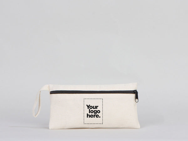 Custom Fabric Pencil Case – 8"x4" White Cotton Zippered Pouch | School & Cosmetic Bag - Pamusan.com