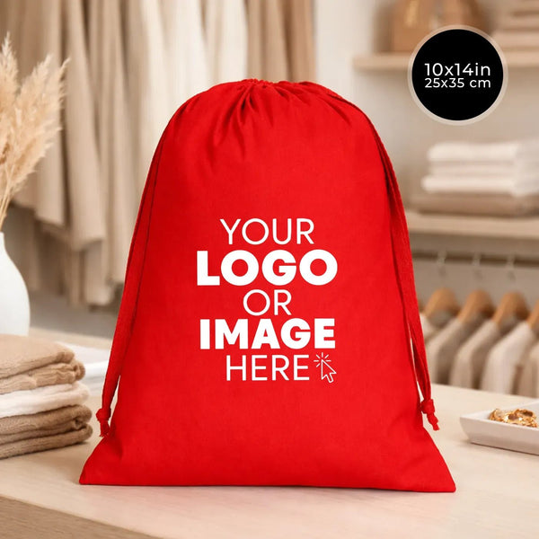 Custom Fabric Pouch Red - 10" x 14"(25 cm x 35 cm) - 4 oz - Pamusan.com