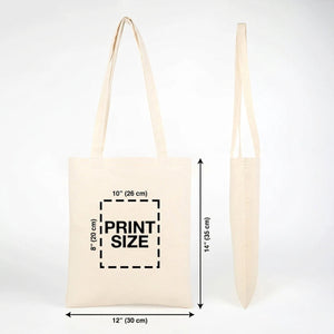 Custom Tote Bag 12"x14" With Logo – print size diagram in inches and cm – Pamusan.com