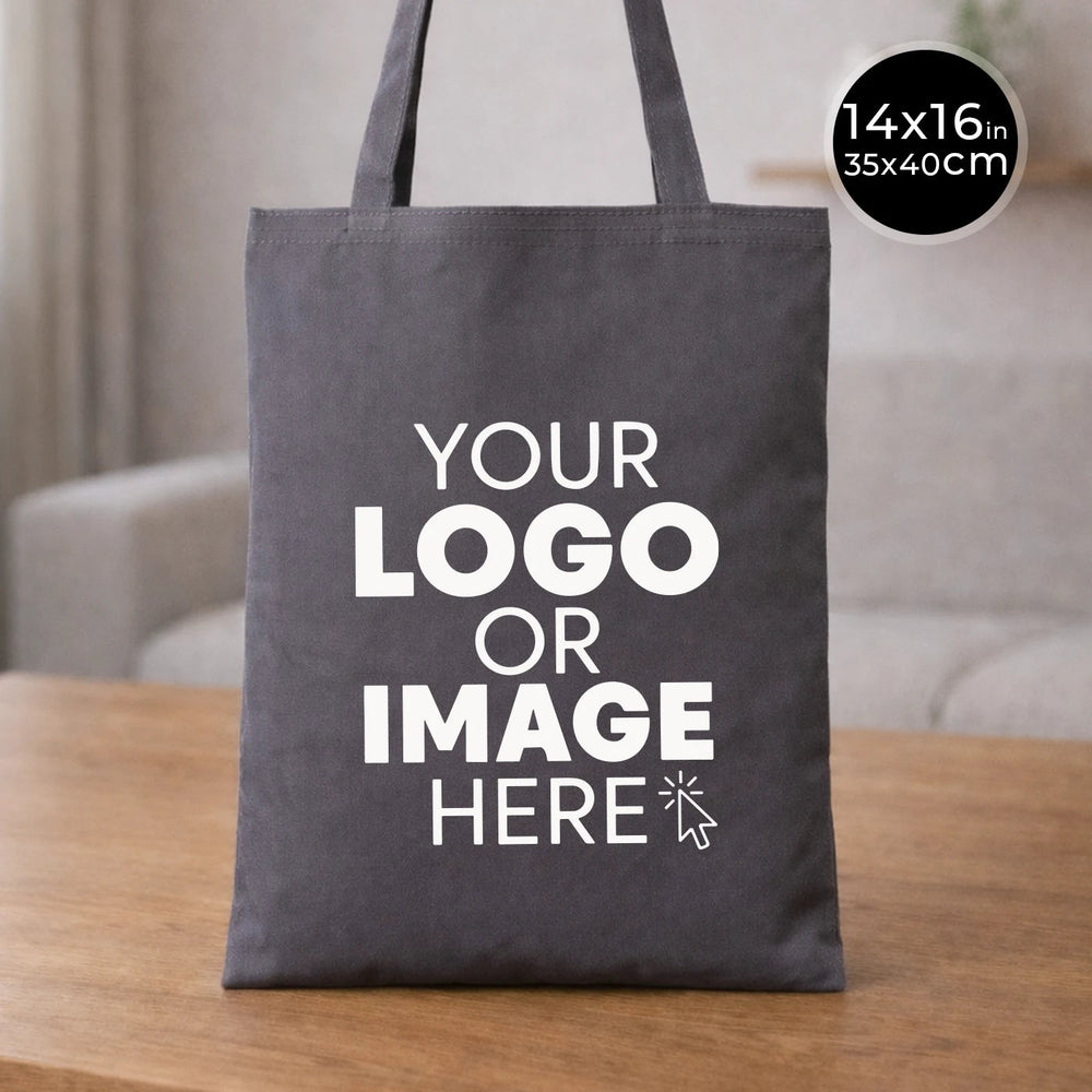 Custom Gray Cotton Tote Bag 14"x16" – Eco - Friendly Personalized Logo, Gift & Promotional Bag - Pamusan.com